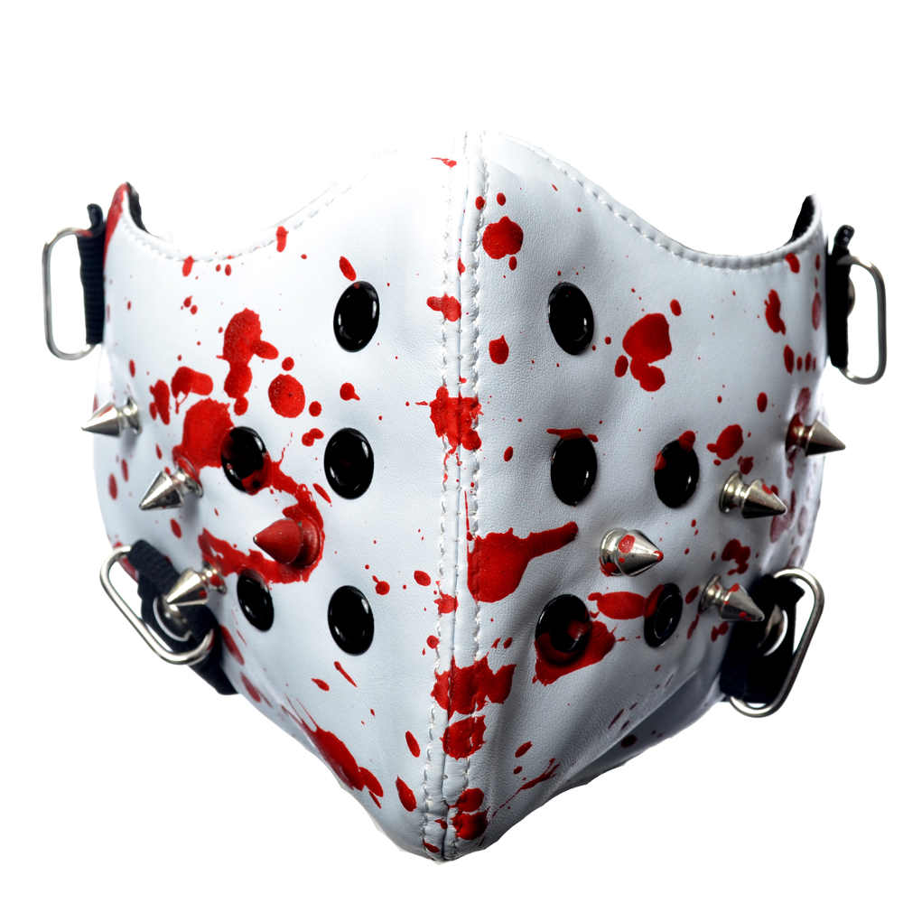 Poizen Industries - SPIKE Masker - Mondkapje - Wit/Rood